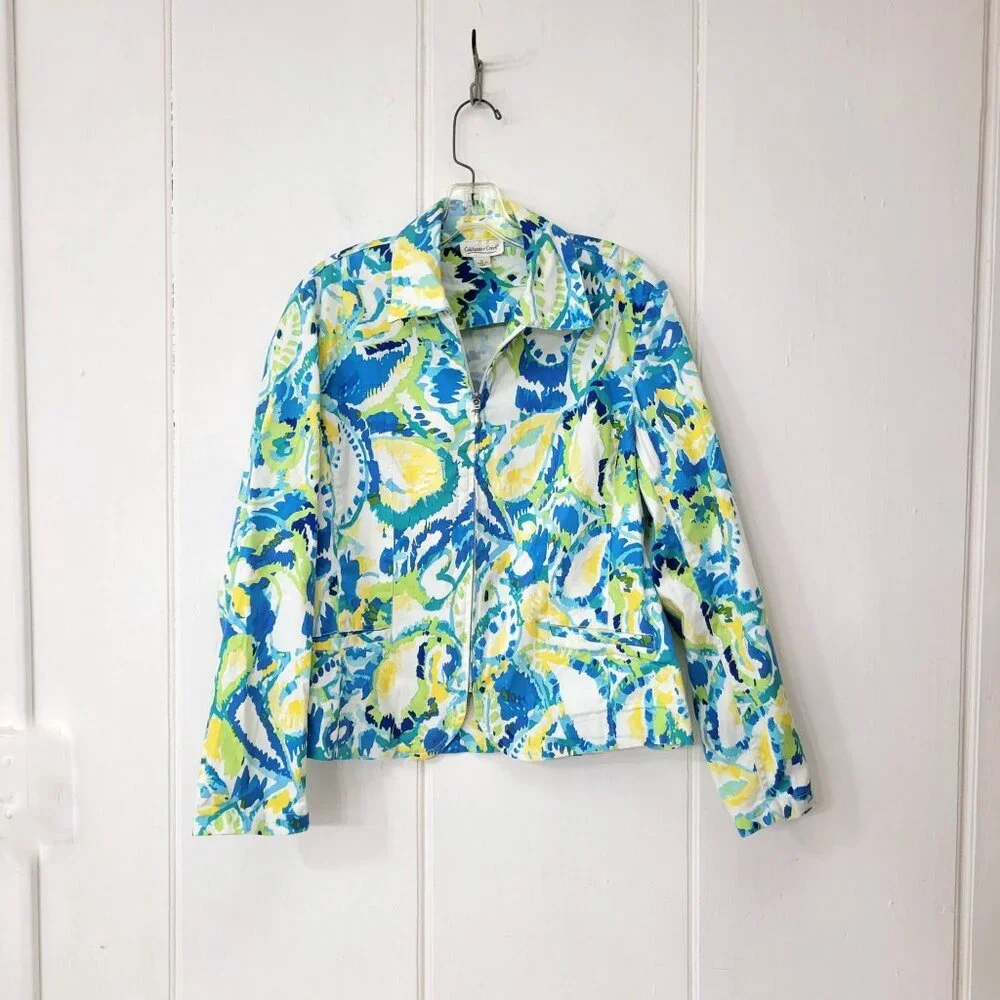 Coldwater Creek Watercolor Print Short Cotton Jacket - Picture 6 of 6